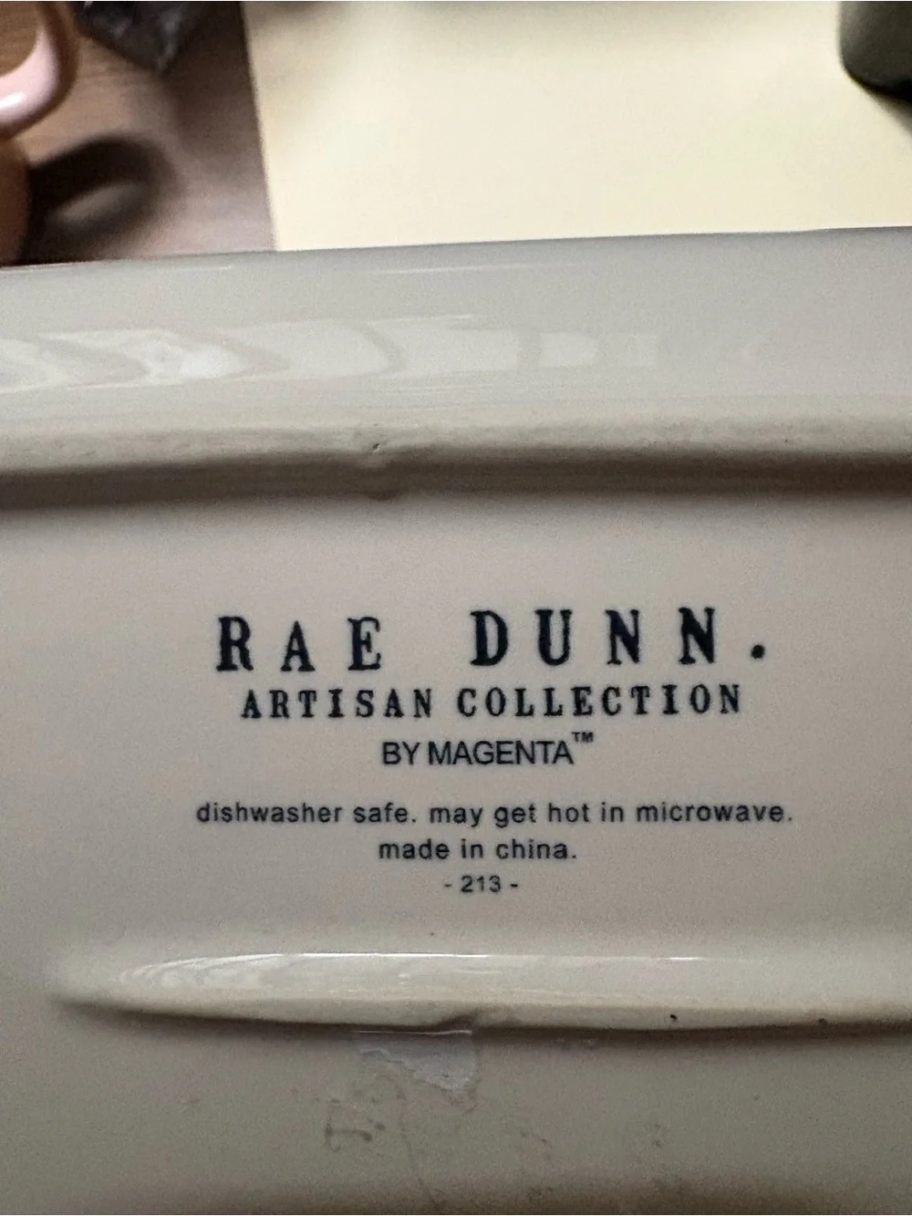 Rae Dunn White Ceramic Trinkets Tray - Black Lettering